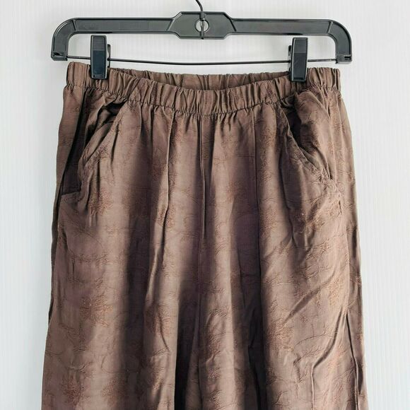CP Shades Pants Embroidered Straight Leg Brown Pockets Casual Lagen Size Small L - Picture 4 of 11
